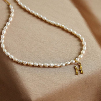 Stay in Indy Initial Pearl Necklace