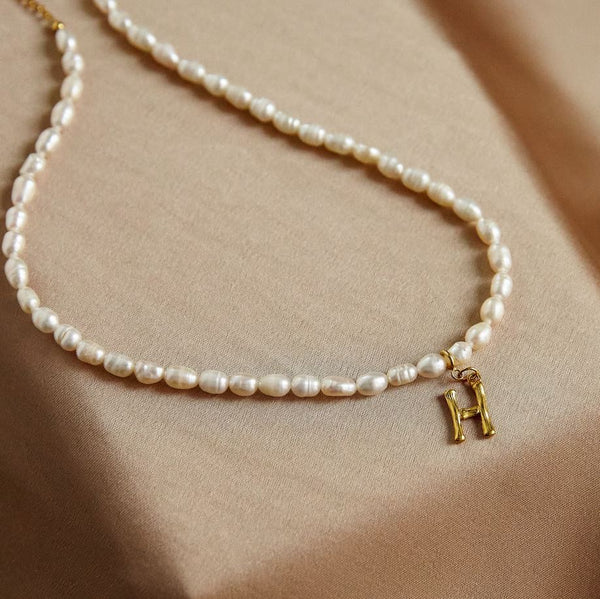 Stay in Indy Initial Pearl Necklace