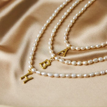 Stay in Indy Initial Pearl Necklace