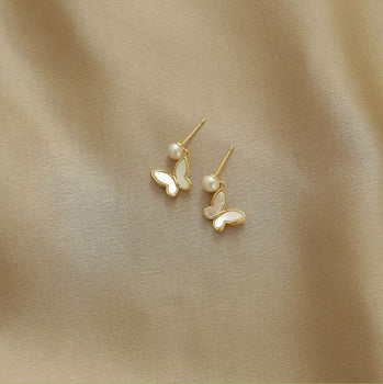Stay in Indy Pearl Butterfly Earrings