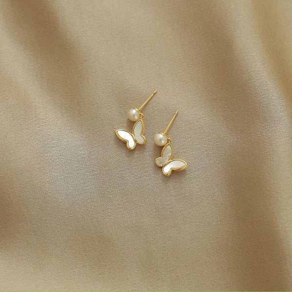 Stay in Indy Pearl Butterfly Earrings