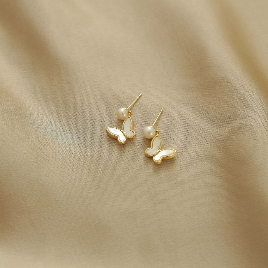 Stay in Indy Pearl Butterfly Earrings
