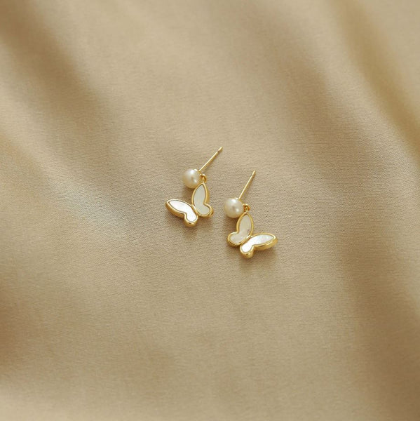 Stay in Indy Pearl Butterfly Earrings