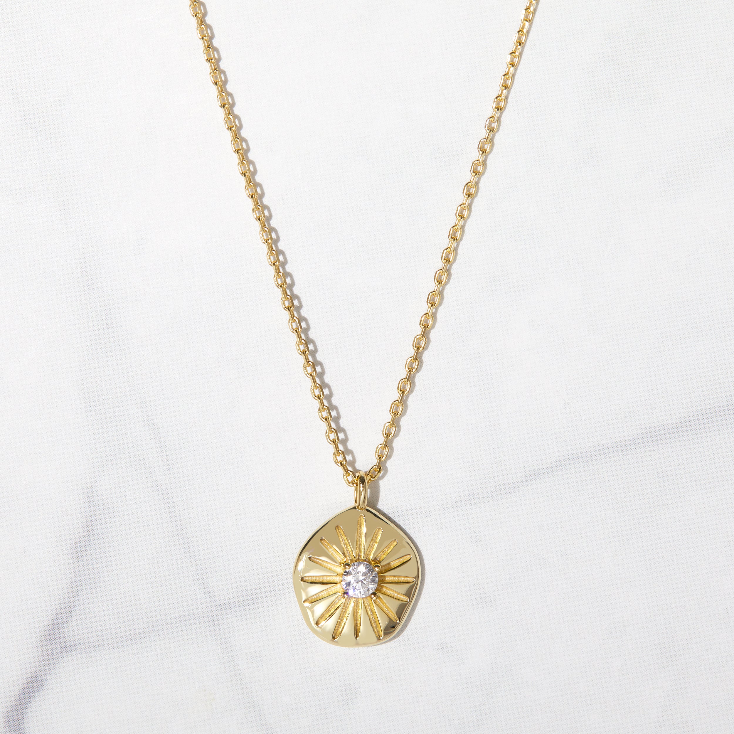 Dainty Sunburst Pendant Medallion Necklace
