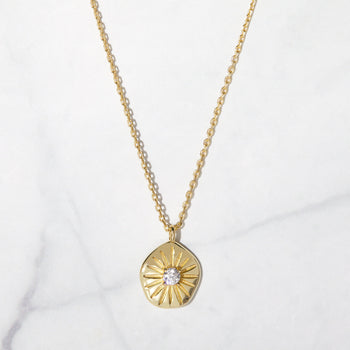 Dainty Sunburst Pendant Medallion Necklace