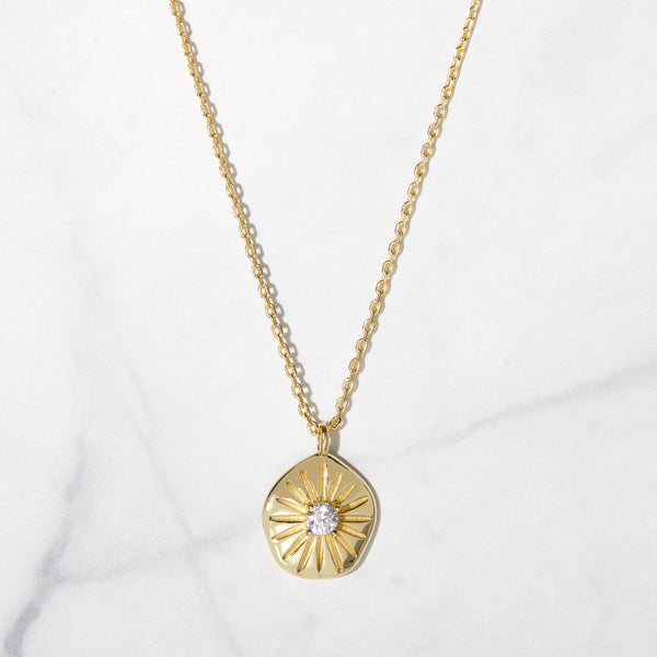 Dainty Sunburst Pendant Medallion Necklace